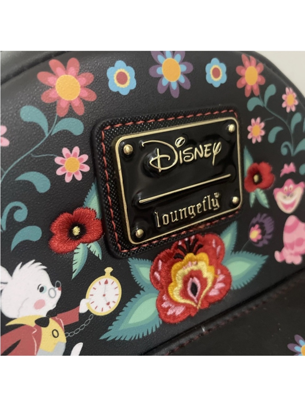 Loungefly Alice in Wonderland Black Floral Mini Backpack Disney - Picture 13 of 15